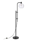 Height Adjustable Floor Lamp With Seeded Globe Glass Shade In Blackened Bronze Finish, shown with single rod and 8 ft cord.