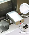 Heavy Duty Sliding Door Lock And Security Bar Kit White Aluminum Stopper with thickened steel, rubber, and screw details