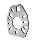 Stainless steel pinion yoke wrench plate with central bore and multiple slotted mounting holes