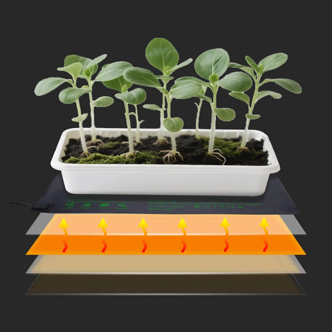 Seedling Heat Mat 10x20.75 Inch Waterproof Heating Pad For Indoor Gardening Seed Starting Germination Hydroponics Greenhouse Grow System Low Power 18W Easy Clean Durable PVC