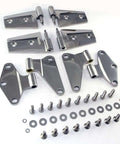 Door Hinge Kit for Jeep Wrangler JK Stainless Steel Four Piece Bolt On Replacement Fits 2007 2018 Jeep Wrangler JK Front and Rear Hinges Built Tough Easy Install shown with hardware