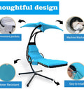 Outdoor Hanging Lounge Chair Cushion Cover And Umbrella Fabric Set For Patio Curved Chaise Lounges Swing Hammock Chairs Waterproof Soft Fabric Blue Cushion Not Included