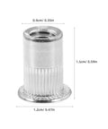 Knurled Flat Head Rivet Nuts Kit Stainless Steel 120 Pieces With Easy Installation And Secure Connection One Quarter Twenty Thread