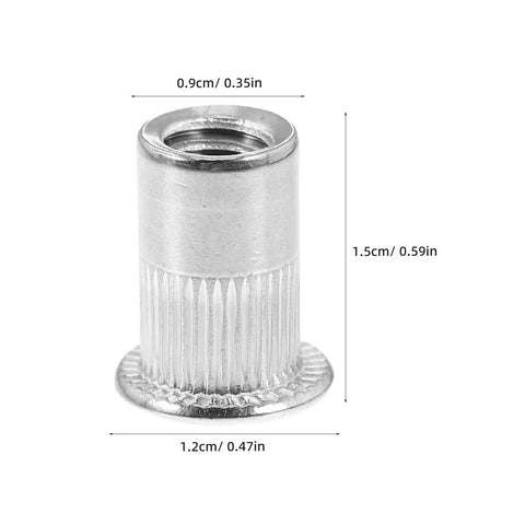 Knurled Flat Head Rivet Nuts Kit Stainless Steel 120 Pieces With Easy Installation And Secure Connection One Quarter Twenty Thread