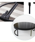 Heavy Hitter Folding Furniture Legs Set Of Four Sturdy Metal Bed And Sofa Lifts Straightforward Replacement Feet, view of black legs with round table.