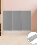 Rock Solid Premium Peel And Stick Xpe Foam Wall Pads protecting nursery wall, gray foam bumpers, slip-resistant.