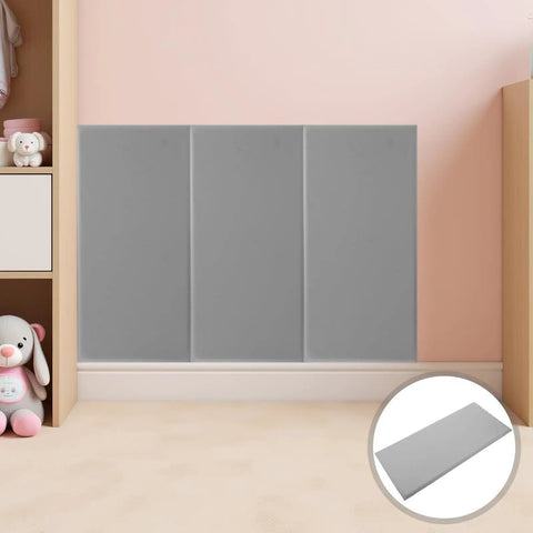 Rock Solid Premium Peel And Stick Xpe Foam Wall Pads protecting nursery wall, gray foam bumpers, slip-resistant.