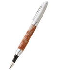Presimo Style Fountain Pen Turning Kit With Brushed Satin Chrome Hardware For 10 Mm Woodturning A Straight Up Pro Level Gear Pack For Knuckling Out Custom Pens At Home Lathe Needed - elegant pen with marbled body and silver accent.