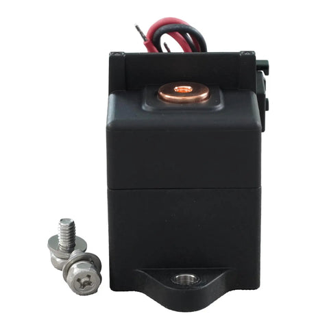 Close-up of Heavy Duty 60A 1000VDC High Voltage Ceramic DC Contactor Relay With 12V Coils for EV Chargers and Solar Grids.
