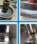 Pro Grade Rotary Welding Positioner With 65Mm Chuck, smooth welded joints and polished metal components for pipe fabrication.