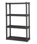 Four Shelf Heavy Duty Plastic Storage And Utility Shelving Unit For Garage Basement And Laundry Room With 50 Lb Capacity Per Shelf Durable Industrial Grade Rack For Easy Organization And Quick Access, dark gray, front view
