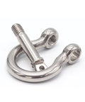 Straight Up Heavy Duty Stainless Steel Clevis Shackle Kit, Rock Solid Bow Rigging Hardware In M10 And M12 Sizes, showing curved body and removable pin.