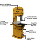 ArmorGlide 18-Inch Woodworking Bandsaw With 5 HP 230V 1Ph Power, PM1800BT Model, pro-grade low-friction coated work surface