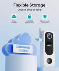 Wireless Doorbell Camera With 2K Video No Subscription Built In Chime Plug And Play 2 Way Audio 30 Second Voice Message Anti Theft AI Detection 2.4GHz WiFi Only Battery Powered Works With Alexa next to Zumimall cloud storage option