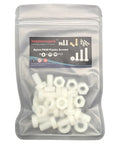 Top Shelf M8x15 Nylon Hex Head Screw Bolt Nut And Washer Assortment Kit 10 Piece Pack in a transparent bag with screws and nuts.