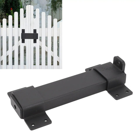 Badass Heavy Duty Carbon Steel Slide Gate Latch Lock With Reinforced Padlock Hole For Fence Shed Barn Yard Security Bolt on white gate.