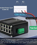 Industrial 8 Port Gigabit Ethernet Switch With 2 SFP Slots Din Rail Unmanaged 12 To 48V DC Input with redundant power connection