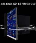 Universal Tabletop Monitor And TV Stand With Full Motion Articulating Arm showing 360° rotation feature with mounted screen.