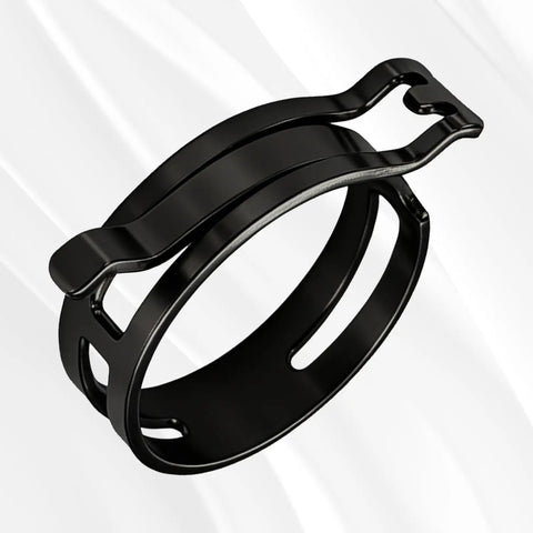 4Pc Upper And Lower Radiator Hose Clamp Kit For Honda Cars And SUVs Like Accord Civic CRV Odyssey Element Pilot Prelude S2000 Replacement 19511PH7003, close-up of black clamp detail.