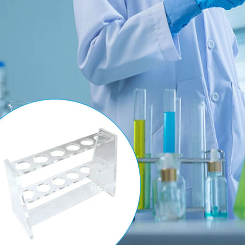 Clear Acrylic Test Tube Rack With 6 Holes For 16mm Tubes 10ml Tube Holder Pro Grade Lab Organizer in a lab setting