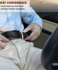 Man adjusting Mens Ratchet Belt Leather Adjustable Slide Belt For Dress Casual Wear 1.38 Inch Width With 32 Notches And Quarter Inch Micro Adjustments Cut To Fit Buckle From 32 To 38 Inch Waist Great Gift in car