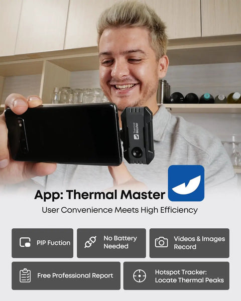 Person using USB-C Thermal Imaging Camera For Android And iPhone, Grab-And-Go Handheld Pro-Grade 320x240 Infrared Imager