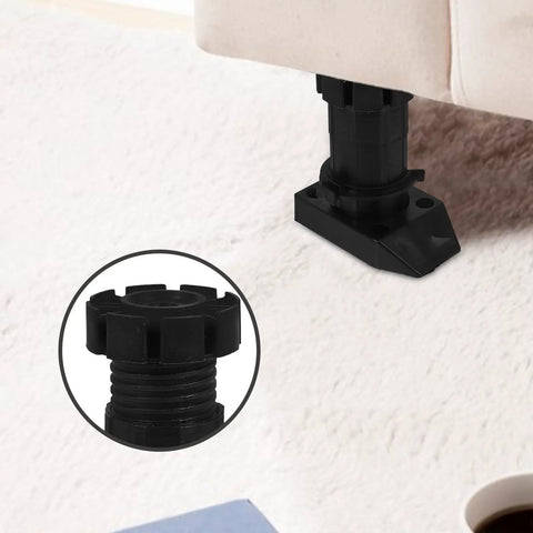 Adjustable Cabinet Leveling Feet 4 Pack Black ABS Furniture Legs with thickened design under cabinet on carpet
