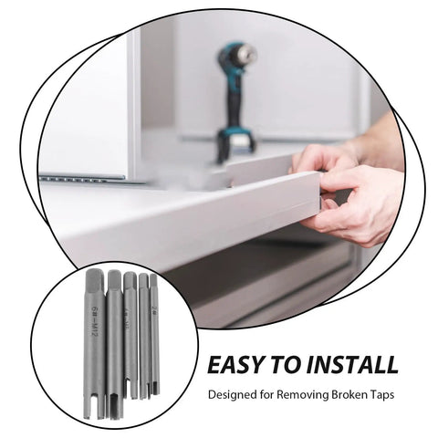 Get That Stubborn Screw Out With This Badass Metal Extractor Kit For Metric Sizes 2-6mm. Perfect For Home Repairs And DIY Hustle When Bolts Get Stripped Or Seized Up. No More Guessing, Just Grab The Right Size Bit And Make It Easy To Twist Those Screws. metal screw extractor kit for broken taps, 2-6mm bits used in a drawer repair