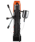 Professional Portable Mag Drill Heavy Hitter With 1450W Copper Motor side view showing controls and coolant tank for tough steel projects.