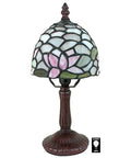 Lotus of Monet's Garden Petite Tiffany Style Table Lamp 12 Inch Full Color Glass Shade with Pale Blue Green Pink Glow