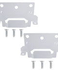 Hella Solid Galvanized Steel Bed Frame Mounting Plates Replacement And Rustproof Short Screws For Heavy Duty Furniture Assembly And Secure Bedroom Repairs That Stay Locked, showing two steel plates and screws.