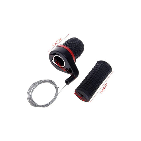 2Pcs Bicycle Twist Grip Gear Shifter Handle Set for Mountain Bikes, 18 21 Speed Derailleur, cable visible