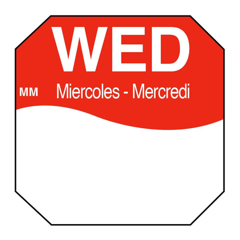 1 Inch Day Of The Week Removable Labels Set With Dispenser Box Monday Through Sunday Color Coded For English Spanish And French