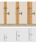 Six Pack Solid Zinc Alloy Cabinet Knobs with different screws for varying cabinet thicknesses