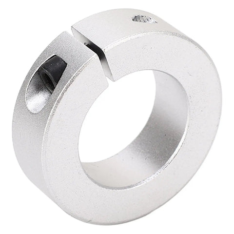 Close-up of 4Pcs Split Shaft Fixing Collar Kit With 1 Inch Bore Aluminum Alloy Screw Clamping Shaft Collars for motors and gearboxes.