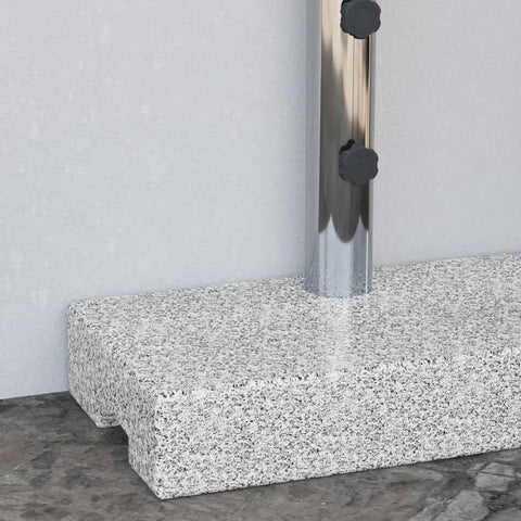 Granite Rectangular Parasol Base With Two Adapters 55.1 Lbs Beefy Heavy Duty Umbrella Stand for patio, shown from the side.