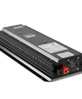 Straight Up Solid Sump Pump Battery Backup System With Automatic Power Outage Switch 1800 Watt Cs And Ul Rated compact aluminum unit from the side.