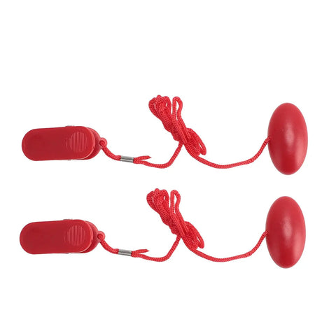 Universal Treadmill Safety Key With Emergency Magnetic Lock Replacement, red ABS plastic, two keys with lanyards.