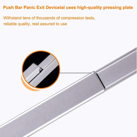 Push Bar Door Lock With 6 Keys And Emergency Exit Handle close-up of aluminum panic exit device compression test detail