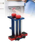 Rock Solid Cabinet Face Frame Clamps Hella Sturdy Aluminum Alloy Clamping Gear For Smooth Woodworking Installation And Precise Universal Alignment With Heavy Duty Grip, blue and red clamping tool, sturdy, precision fit.