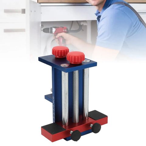 Rock Solid Cabinet Face Frame Clamps Hella Sturdy Aluminum Alloy Clamping Gear For Smooth Woodworking Installation And Precise Universal Alignment With Heavy Duty Grip, blue and red clamping tool, sturdy, precision fit.