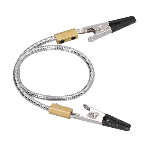 Adjustable Third Hand Soldering Tool With Dual Clips For Electronics Repair And PCB DIY Durable Rubber Sleeve Clamp shown curved