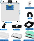 310 M3 Per Hour Solder And Laser Fume Extractor components with filters, mainframe, control, and suction parts displayed.