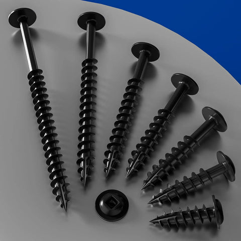 Close-up of screws from Pocket Hole Screw Kit 87 Pcs With 60mm Drive Bit Round Head Square Groove Self Tapping Wood Screws