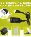 USB charging cable with XH-4P plug compatible with 3S 11.1V 3000mAh 35C RC Battery With XT60 Plug And USB Charging Cable For RC Models