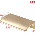 Arc Finger Edge Pulls Aluminum Back Mount Concealed Tab Pull Handles For Cabinets And Drawers 6 Pack Brushed Gold 3.15 Inch Length