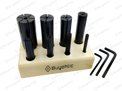 Hand Expanding Arbor Set 8 Piece For Lathes And Milling Machines, Workhorse Pro Grade Precision Tooling on wooden stand