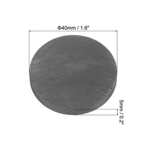 Round Graphite Block Disk Ingot High Purity Graphite Electrode Plate Sheet 40x5mm top view showing dimensions, pack of 3