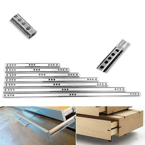 Two Pack Medium Soft-Close Ball Bearing Drawer Slides, Full Extension, 100 Lb Capacity, 9-Inch Travel, 17mm Wide, Side Mount