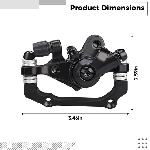 Top Tier Aluminum Alloy Mechanical Disc Brakes For Road Mountain And Folding Bikes Boasting Killer Stopping Power dimensions 3.46in x 2.59in.